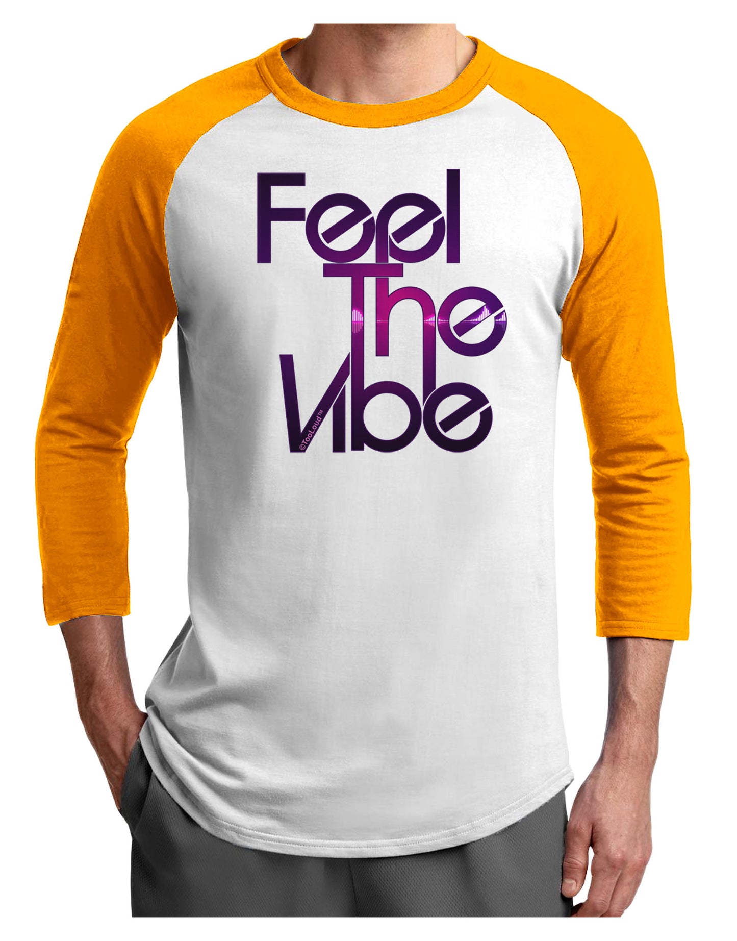 Feel The Vibe Adult Raglan Shirt-Raglan Shirt-TooLoud-White-Gold-X-Small-Davson Sales