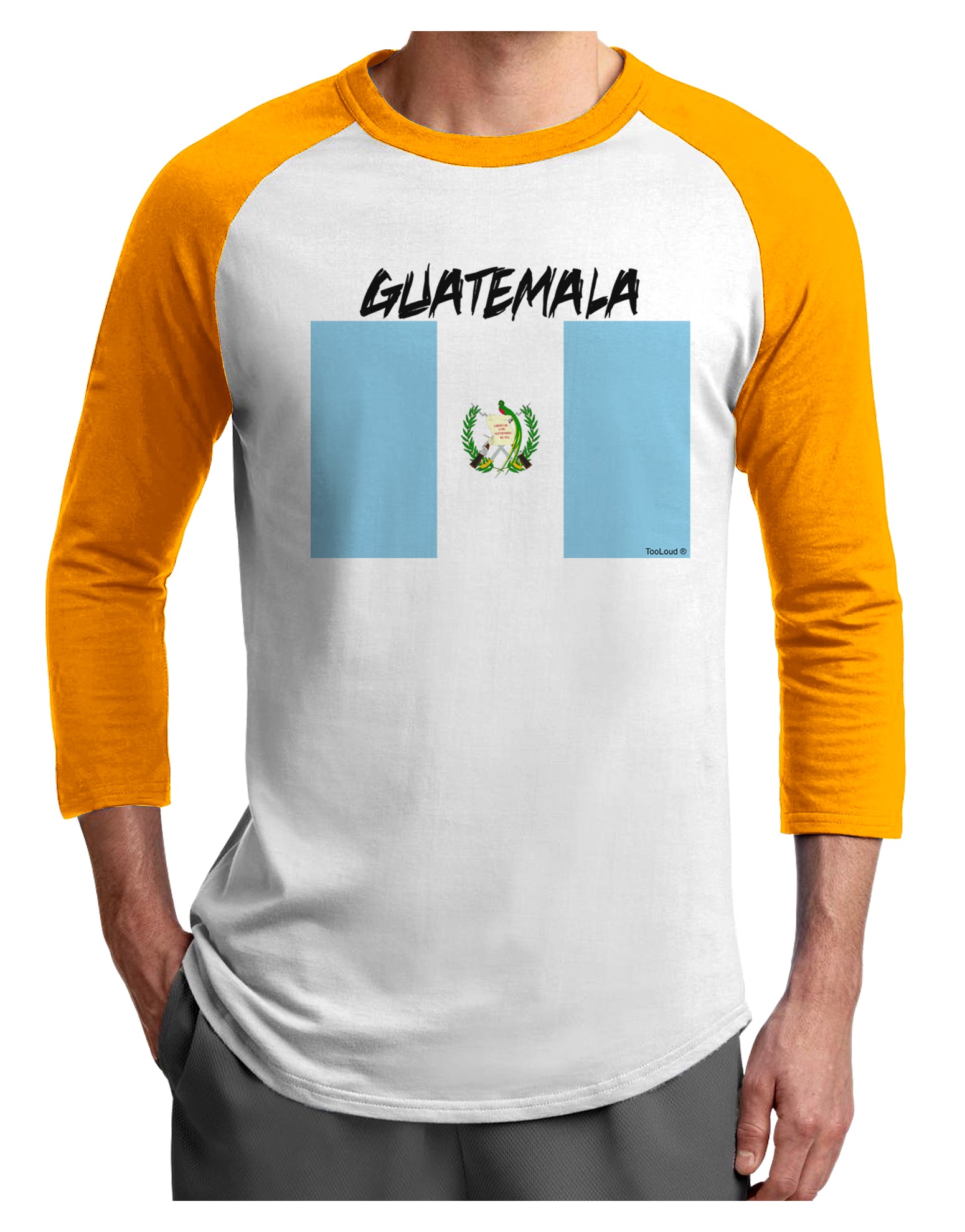 Guatamelan Flag Design Adult Raglan Shirt by TooLoud-TooLoud-White-Gold-X-Small-Davson Sales