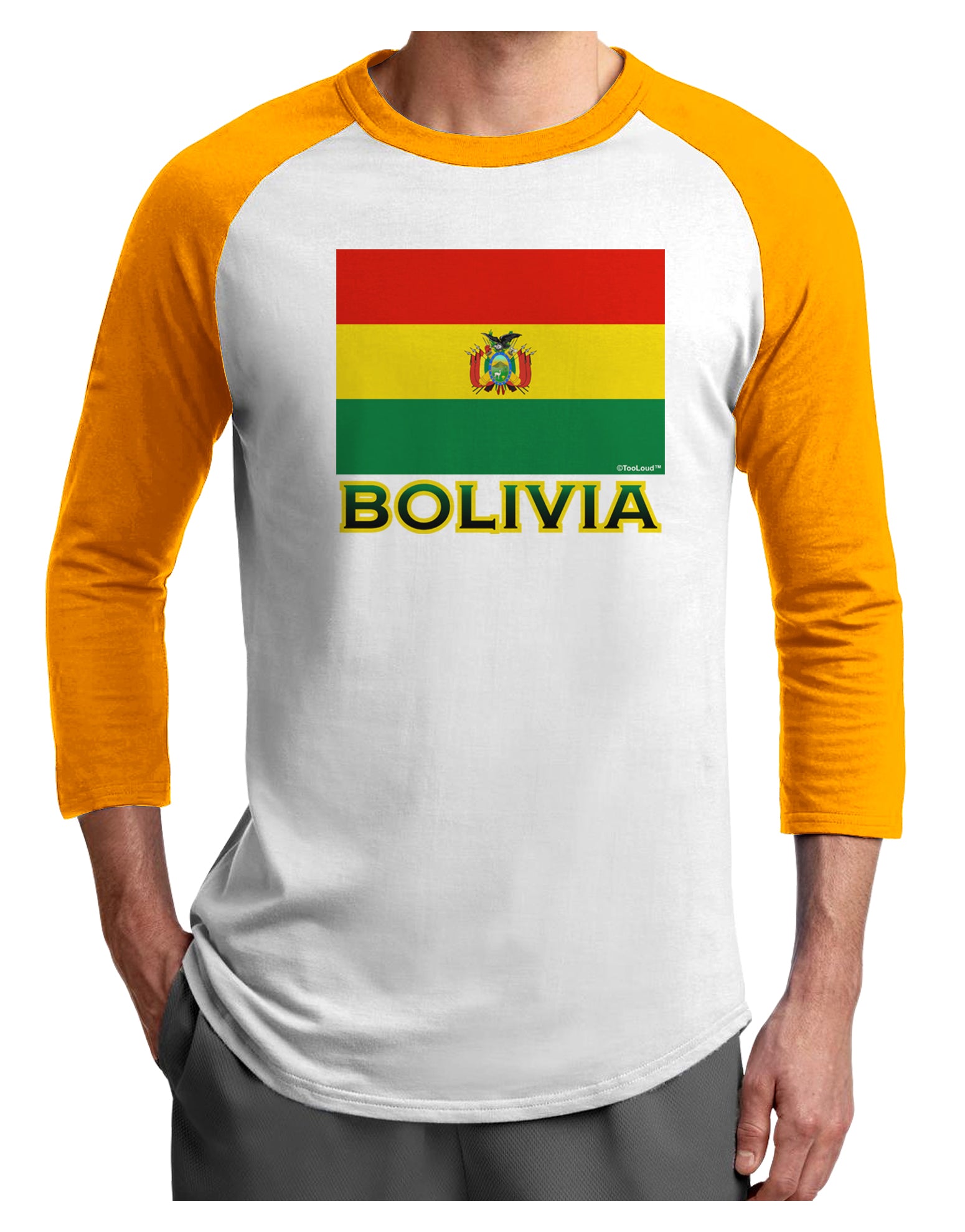 Bolivia Flag Adult Raglan Shirt-Raglan Shirt-TooLoud-White-Gold-X-Small-Davson Sales