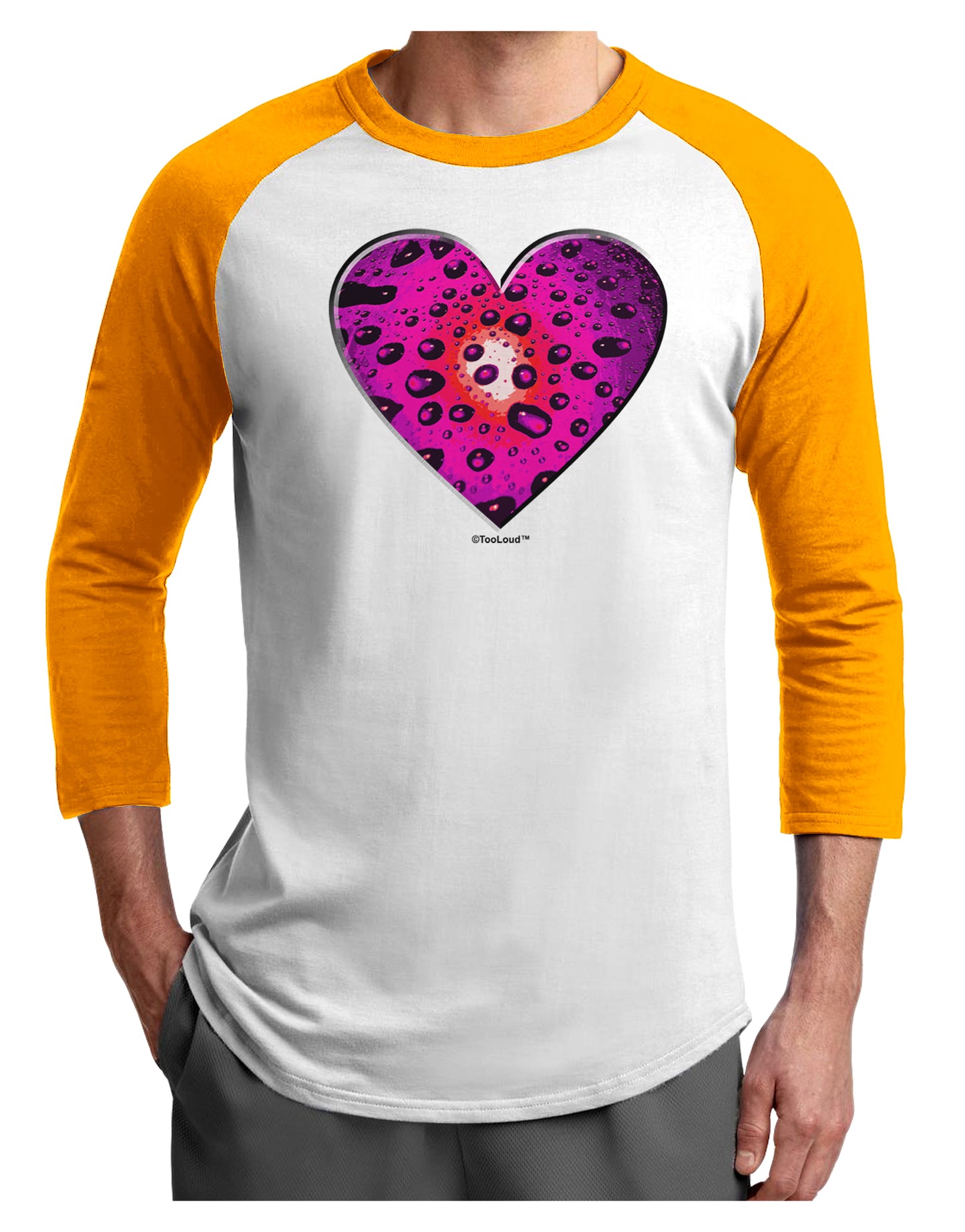 Water Droplet Heart Magenta Adult Raglan Shirt by TooLoud-TooLoud-White-Gold-X-Small-Davson Sales
