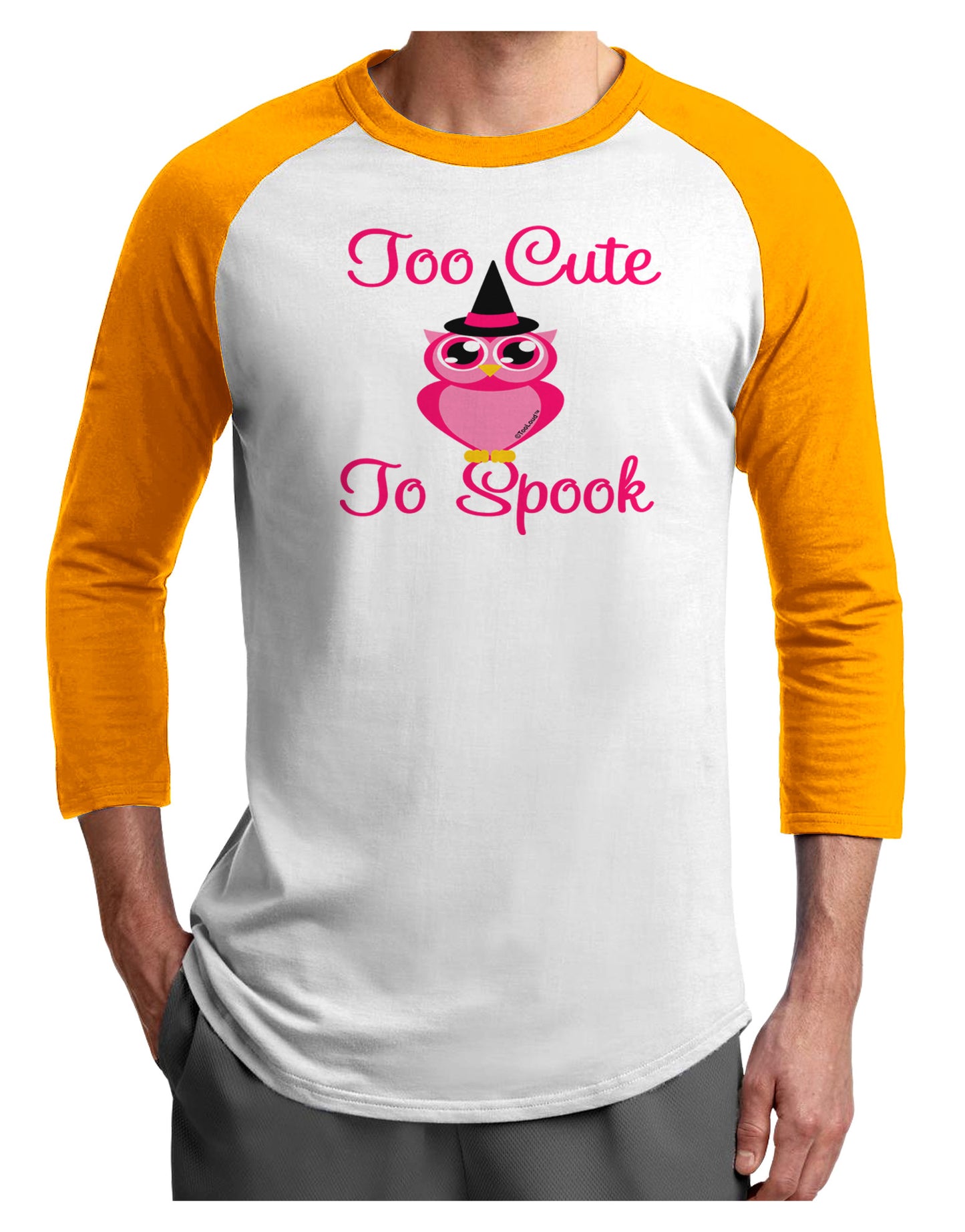 Owl Too Cute Pink Adult Raglan Shirt-Raglan Shirt-TooLoud-White-Gold-X-Small-Davson Sales