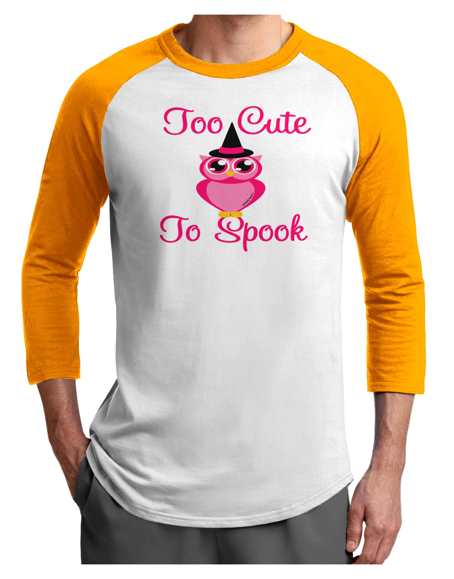 Owl Too Cute Pink Adult Raglan Shirt-Raglan Shirt-TooLoud-White-Gold-X-Small-Davson Sales