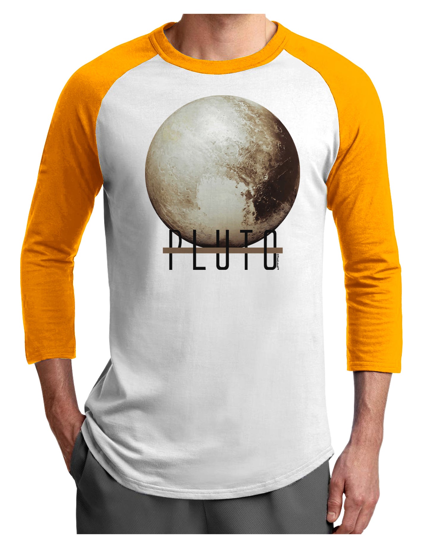 Planet Pluto Text Adult Raglan Shirt-Raglan Shirt-TooLoud-White-Gold-X-Small-Davson Sales