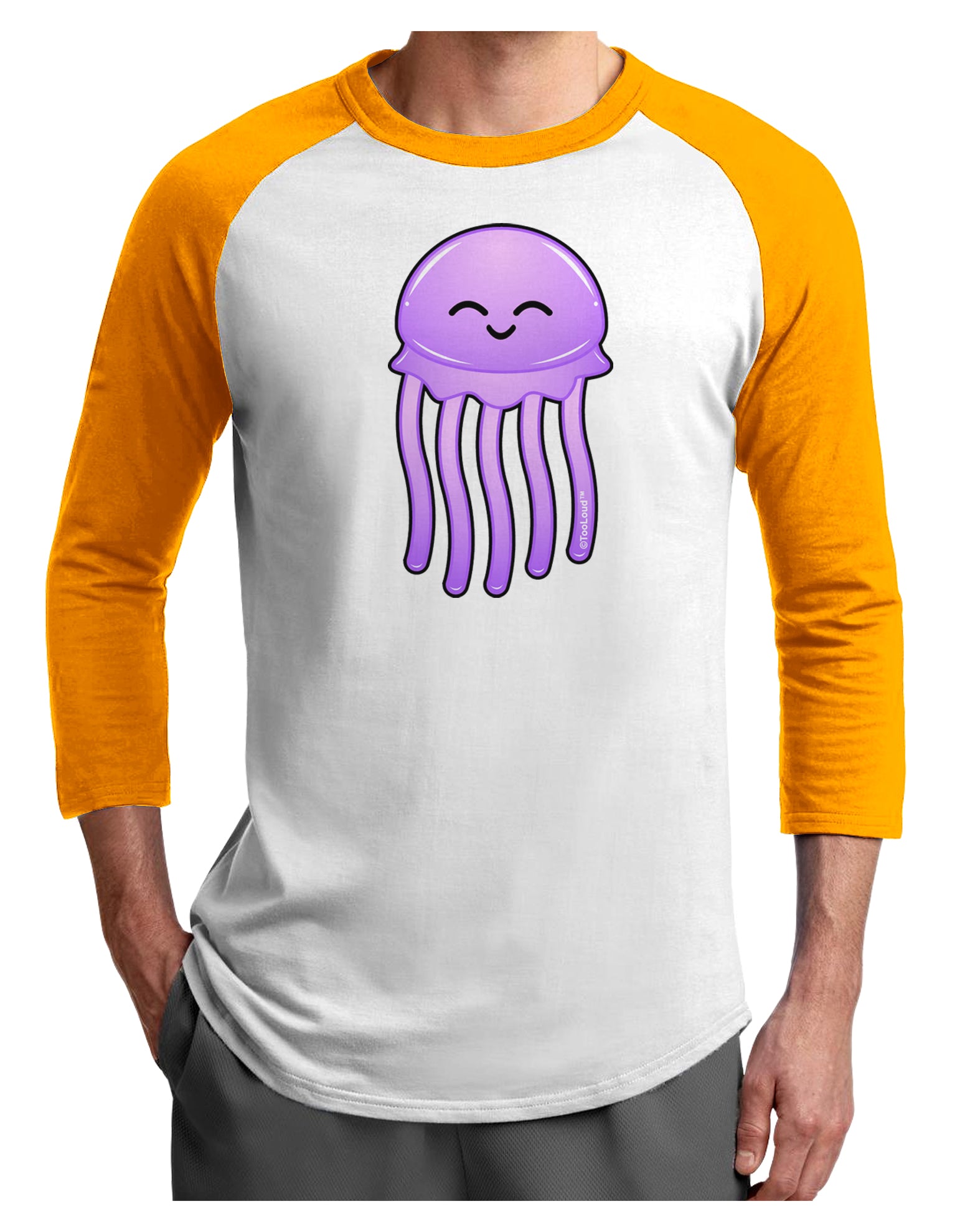 Cute Jellyfish Adult Raglan Shirt by TooLoud-TooLoud-White-Gold-X-Small-Davson Sales
