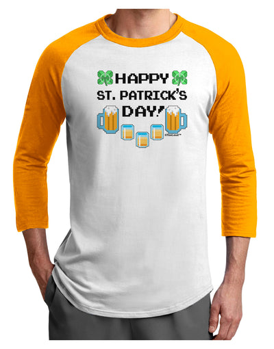 Pixel Happy St Patricks Day Adult Raglan Shirt-TooLoud-White-Gold-X-Small-Davson Sales