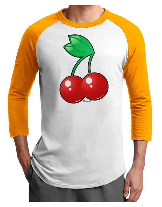 Cherries Adult Raglan Shirt-TooLoud-White-Gold-XXX-Large-Davson Sales