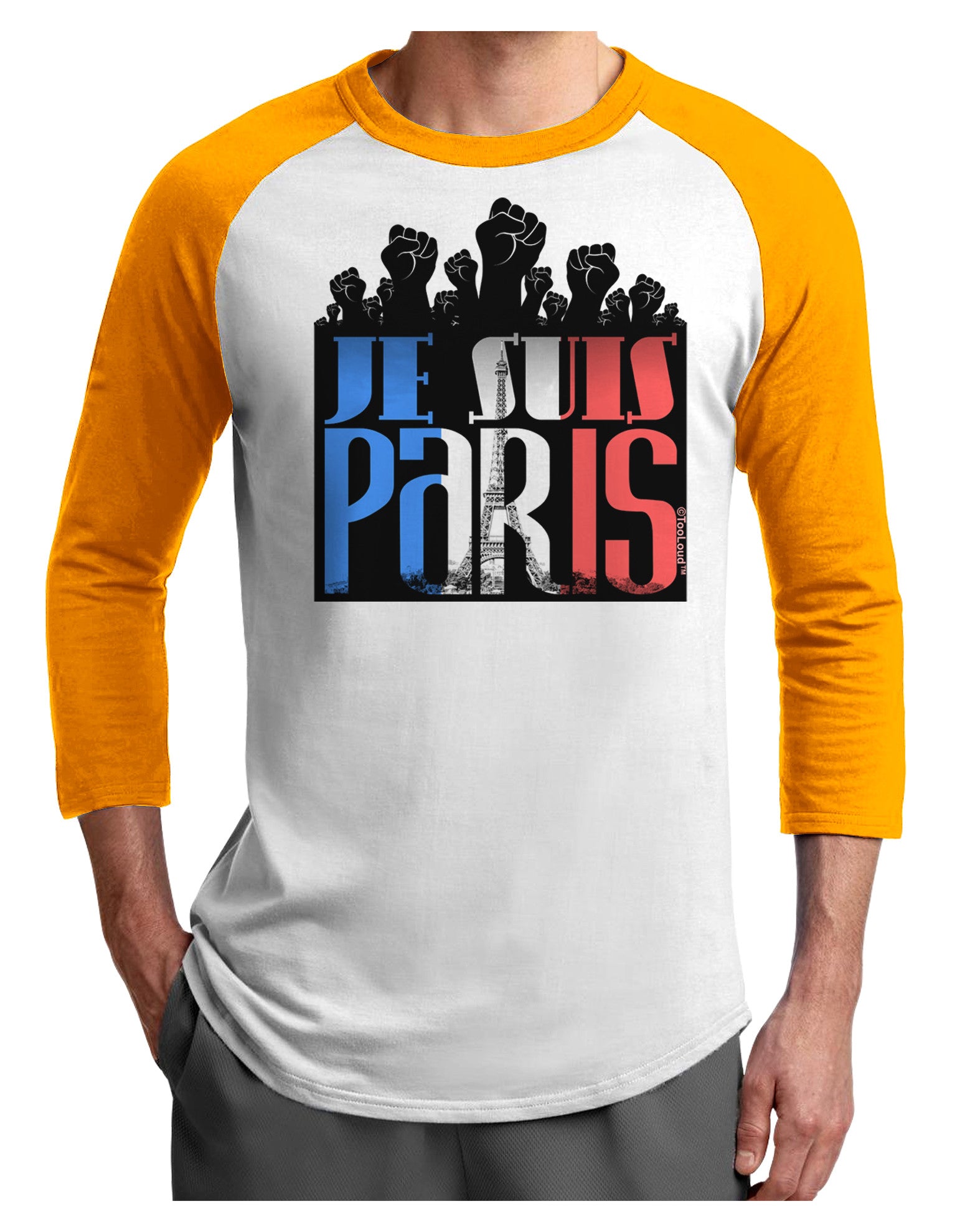 Je Suis Paris - Strong Adult Raglan Shirt by-Raglan Shirt-TooLoud-White-Gold-X-Small-Davson Sales