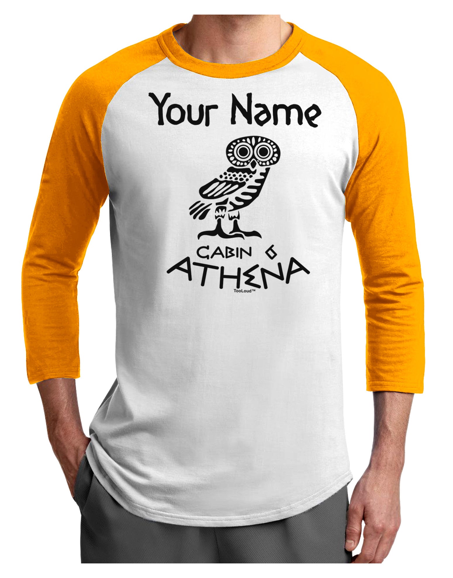 Personalized Cabin 6 Athena Adult Raglan Shirt by-Raglan Shirt-TooLoud-White-Gold-X-Small-Davson Sales