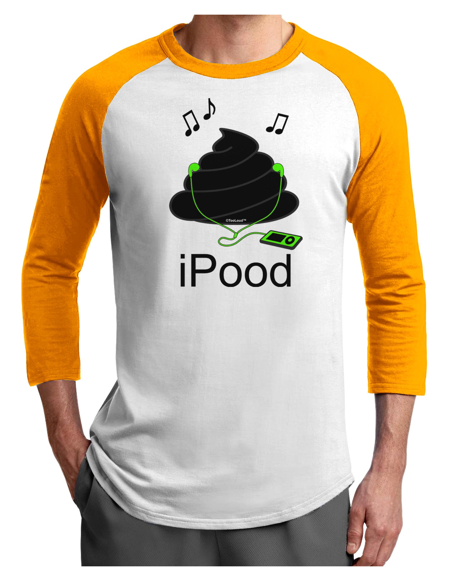 iPood Adult Raglan Shirt-Raglan Shirt-TooLoud-White-Gold-X-Small-Davson Sales