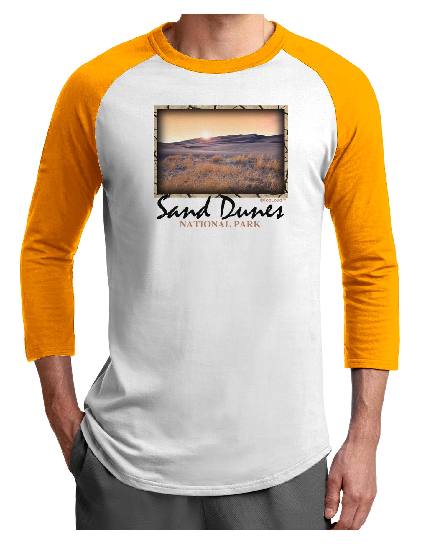 Colorado Sand Dunes Text Adult Raglan Shirt-Raglan Shirt-TooLoud-White-Gold-X-Small-Davson Sales