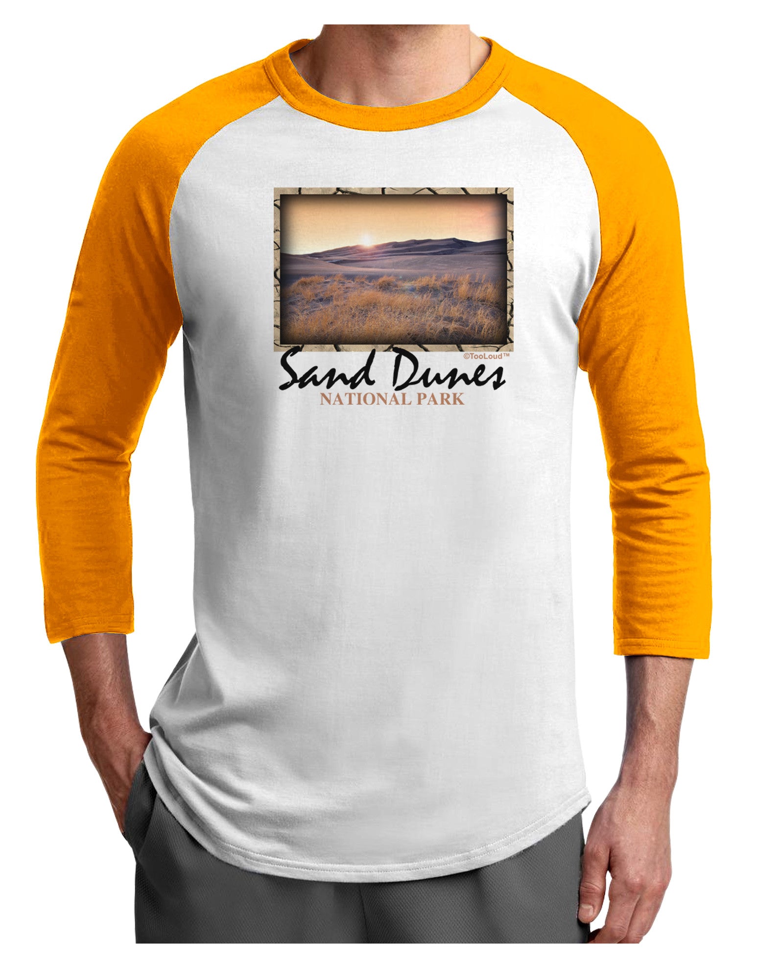 Colorado Sand Dunes Text Adult Raglan Shirt-Raglan Shirt-TooLoud-White-Gold-X-Small-Davson Sales
