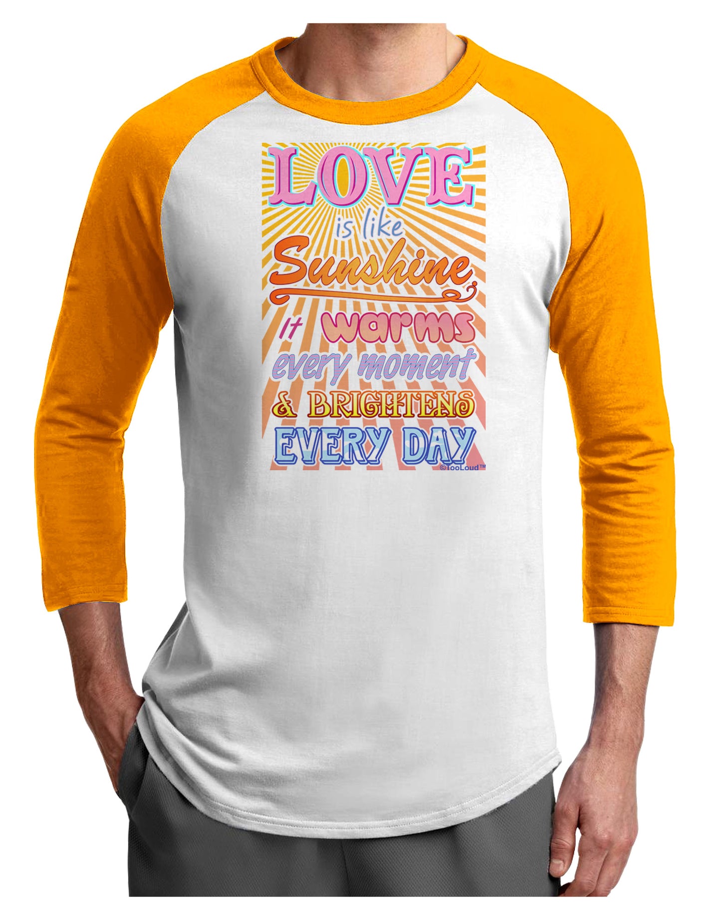 Love is like Sunshine - Sunburst Adult Raglan Shirt-Raglan Shirt-TooLoud-White-Gold-X-Small-Davson Sales
