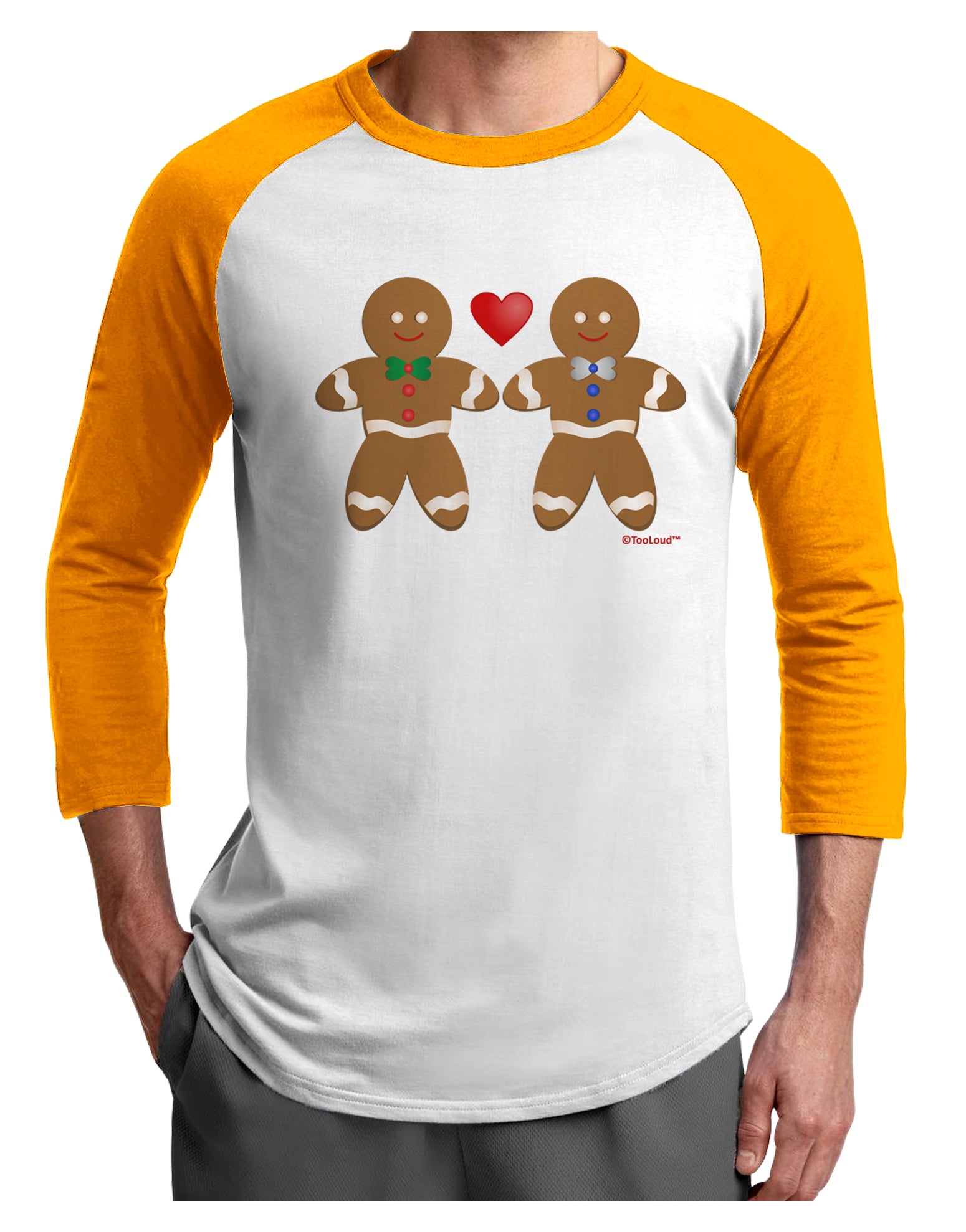 Gingerbread Man Couple Adult Raglan Shirt by TooLoud-TooLoud-White-Gold-X-Small-Davson Sales