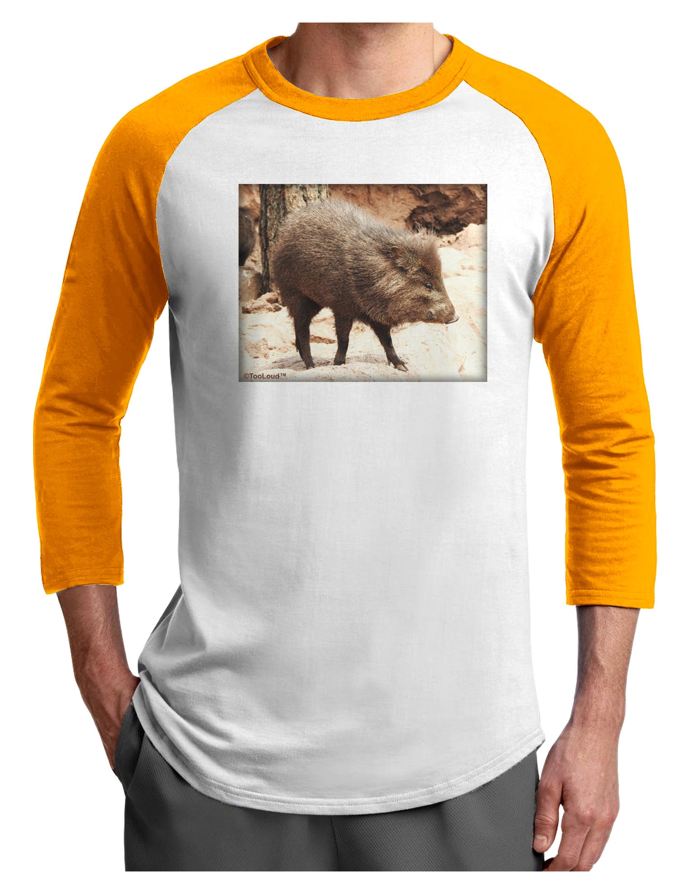 Little Javelina Adult Raglan Shirt-Raglan Shirt-TooLoud-White-Gold-X-Small-Davson Sales