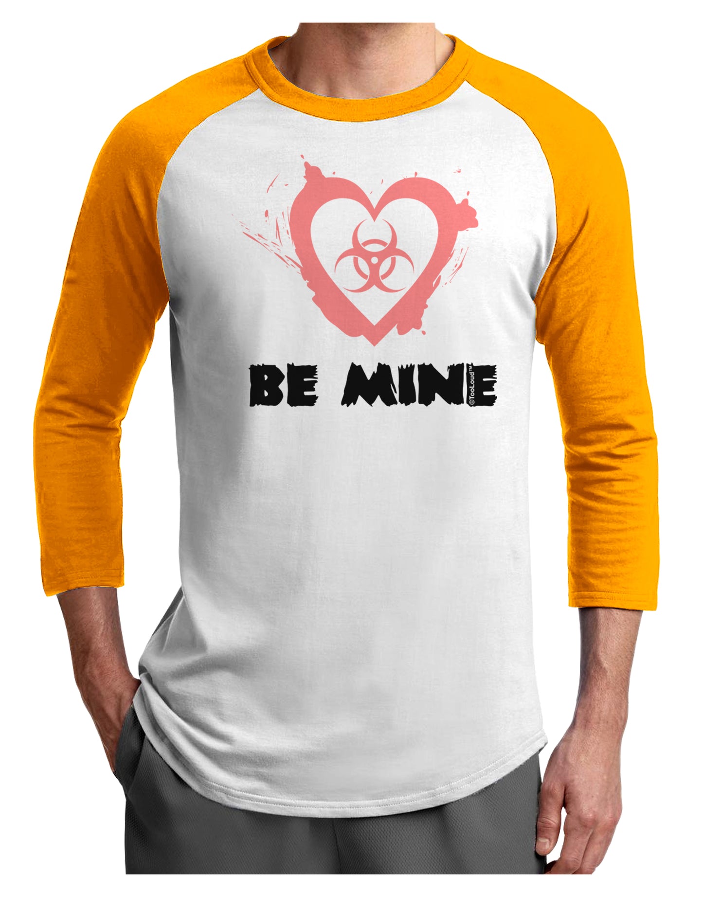 Be Mine - Bio Hazard Heart Adult Raglan Shirt by TooLoud-TooLoud-White-Gold-X-Small-Davson Sales