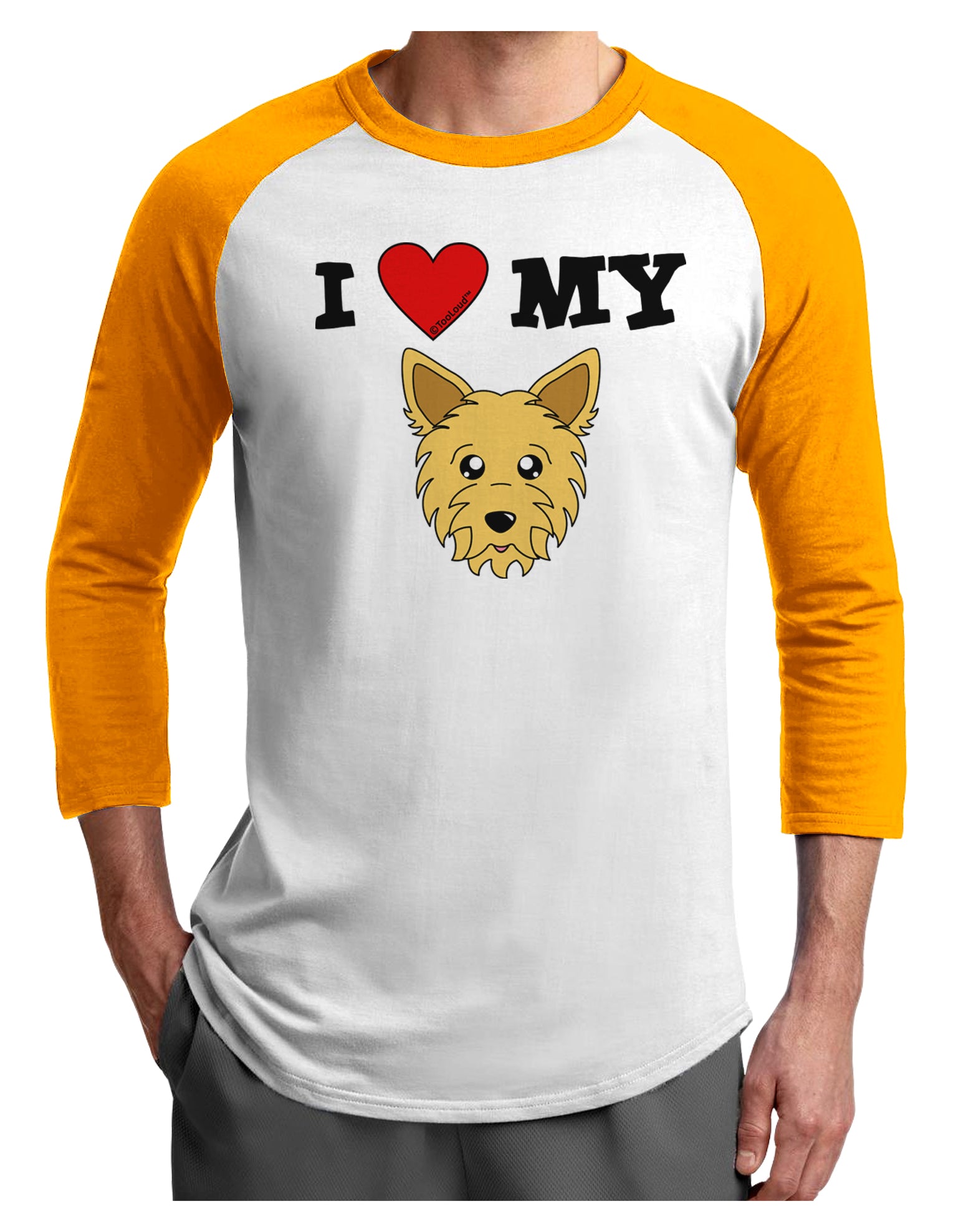 I Heart My - Cute Yorkshire Terrier Yorkie Dog Adult Raglan Shirt by TooLoud-TooLoud-White-Gold-X-Small-Davson Sales