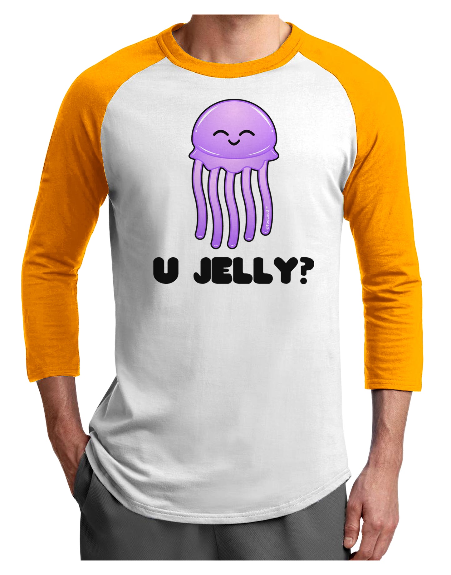 U Jelly Cute Jellyfish Adult Raglan Shirt by TooLoud-TooLoud-White-Gold-X-Small-Davson Sales