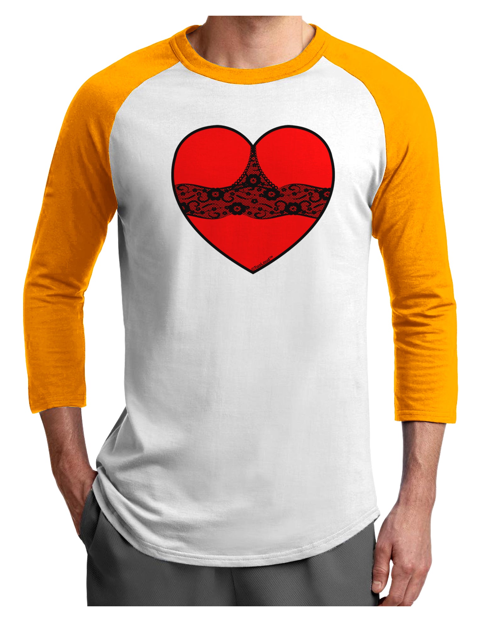 Black Lace Panty Heart Adult Raglan Shirt-Raglan Shirt-TooLoud-White-Gold-X-Small-Davson Sales