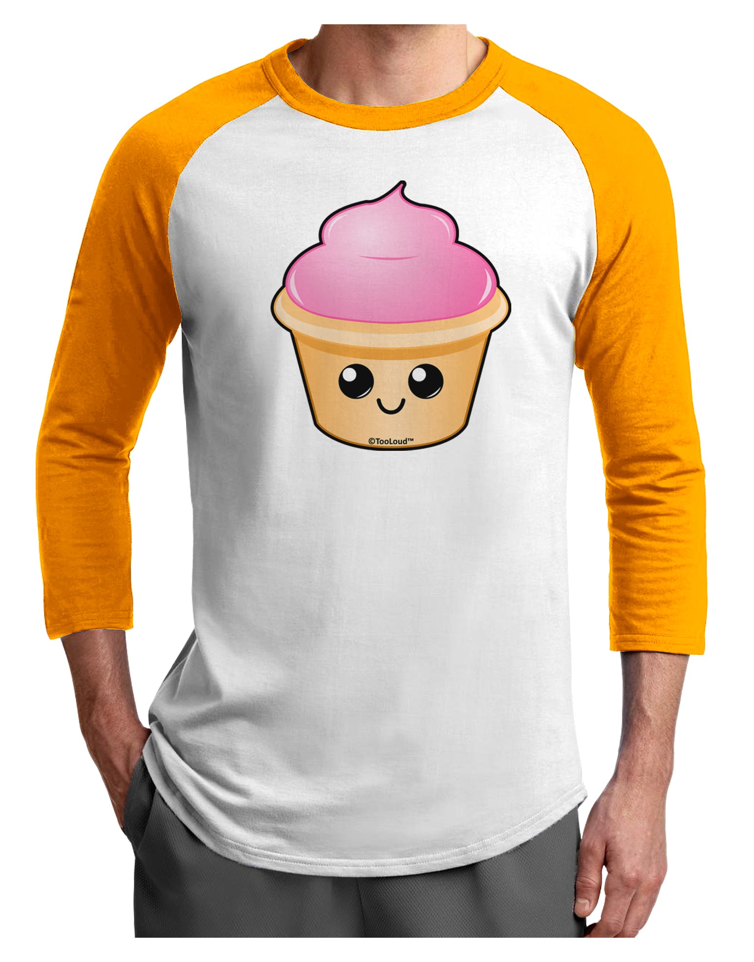 Cute Cupcake Design #2 Adult Raglan Shirt by TooLoud-TooLoud-White-Gold-X-Small-Davson Sales