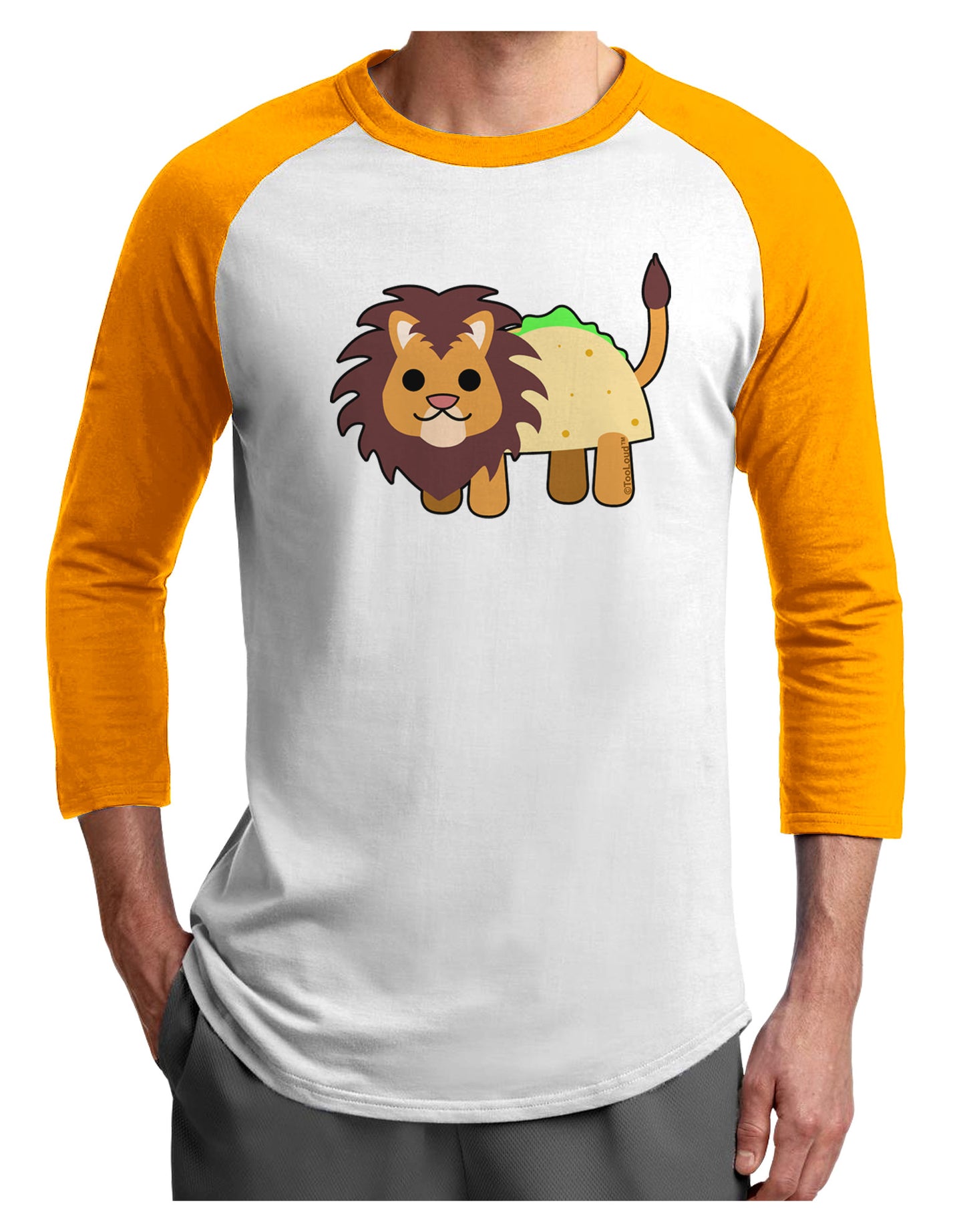 Cute Taco Lion Adult Raglan Shirt-TooLoud-White-Gold-X-Small-Davson Sales