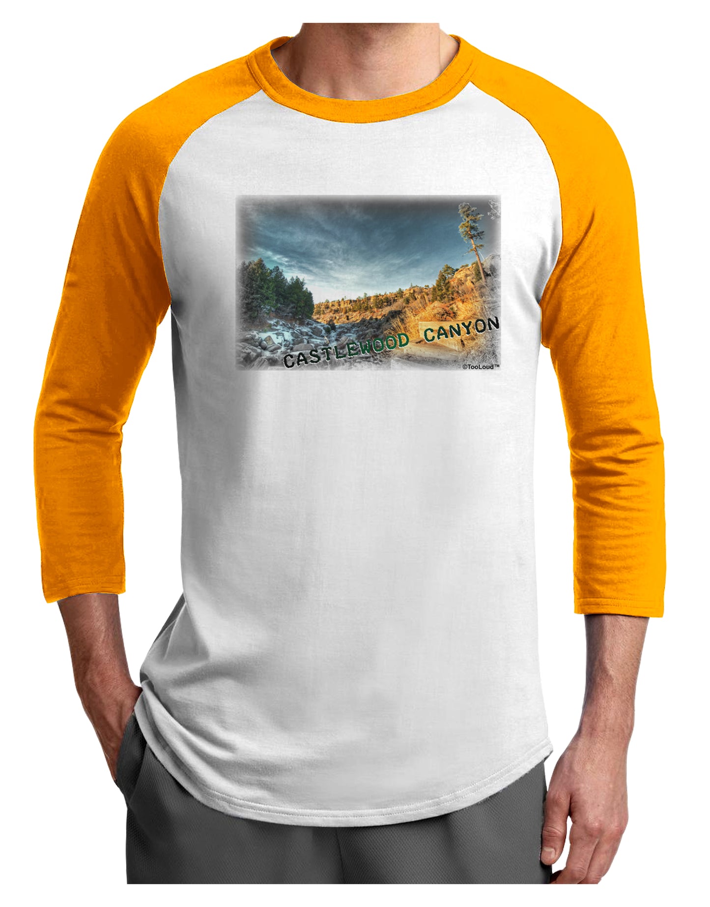 Castlewood Canyon Old Photo Adult Raglan Shirt-Raglan Shirt-TooLoud-White-Gold-X-Small-Davson Sales