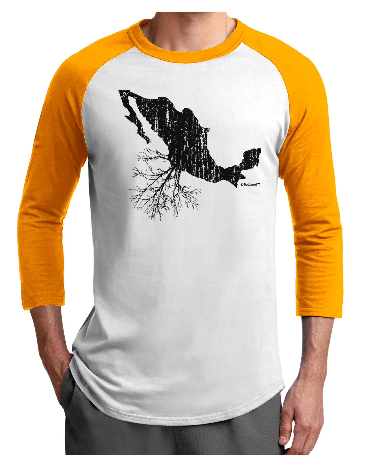 Mexican Roots Design - Distressed Adult Raglan Shirt by TooLoud-TooLoud-White-Gold-X-Small-Davson Sales