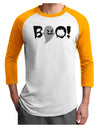 Scary Boo Text Adult Raglan Shirt-Raglan Shirt-TooLoud-White-Gold-X-Small-Davson Sales