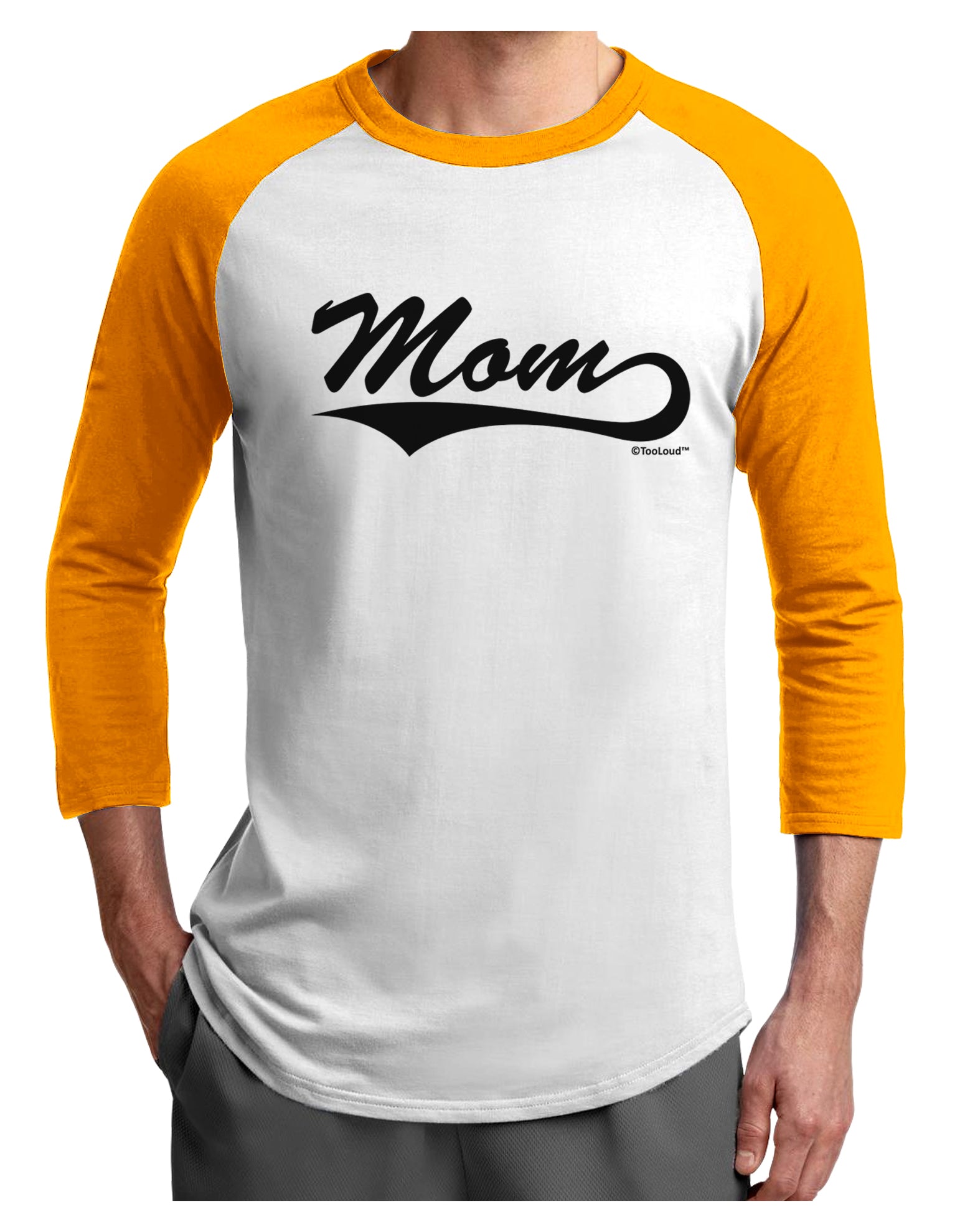 Mom - Sports Tail Script Adult Raglan Shirt by TooLoud-TooLoud-White-Gold-X-Small-Davson Sales