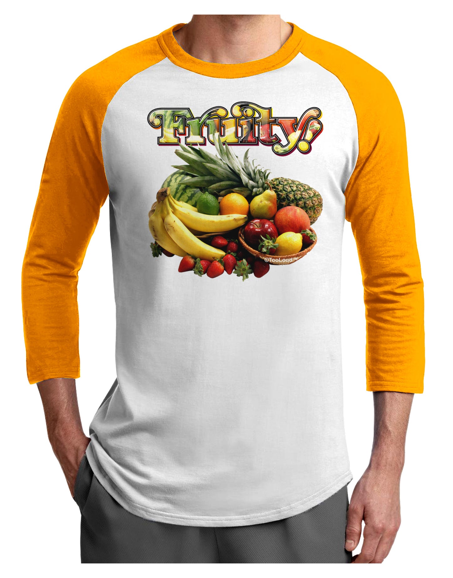 Fruity Fruit Basket 2 Adult Raglan Shirt-Raglan Shirt-TooLoud-White-Gold-X-Small-Davson Sales