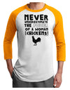 A Woman With Chickens Adult Raglan Shirt-Raglan Shirt-TooLoud-White-Gold-X-Small-Davson Sales