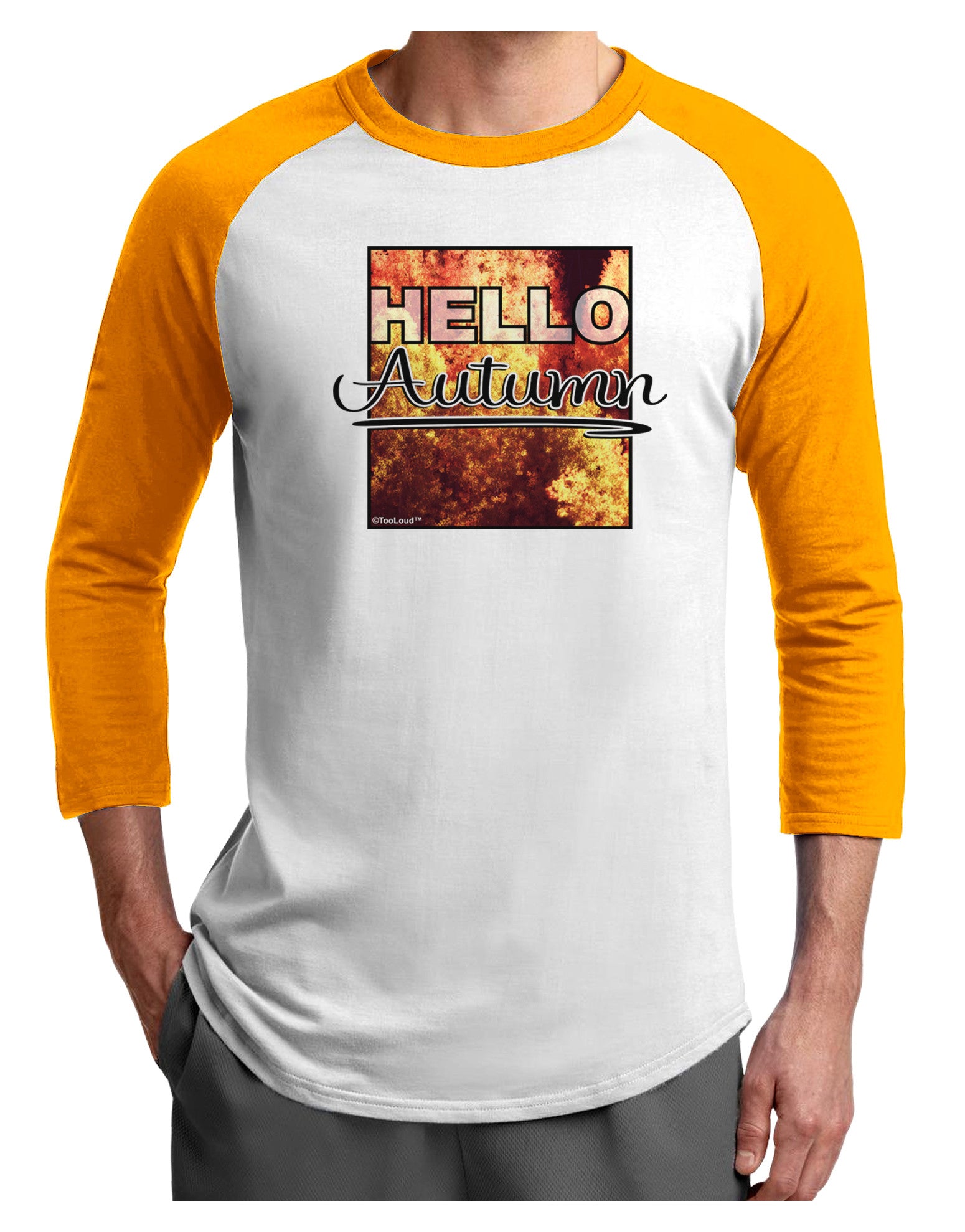 Hello Autumn Adult Raglan Shirt-Raglan Shirt-TooLoud-White-Gold-X-Small-Davson Sales