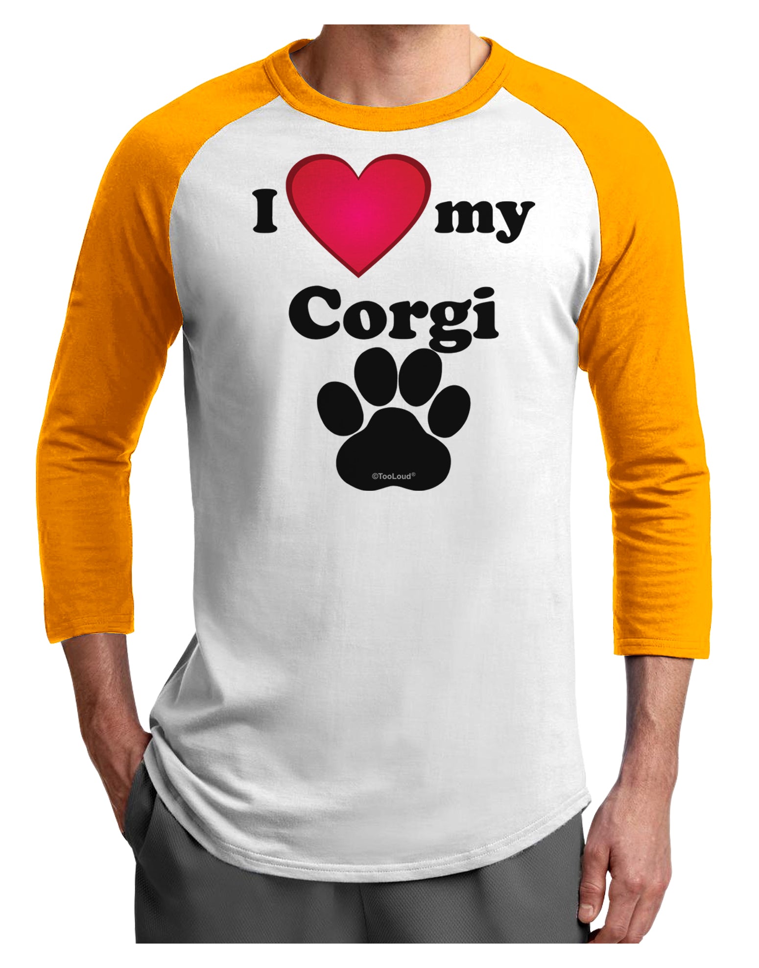 I Heart My Corgi Adult Raglan Shirt by TooLoud-TooLoud-White-Gold-X-Small-Davson Sales