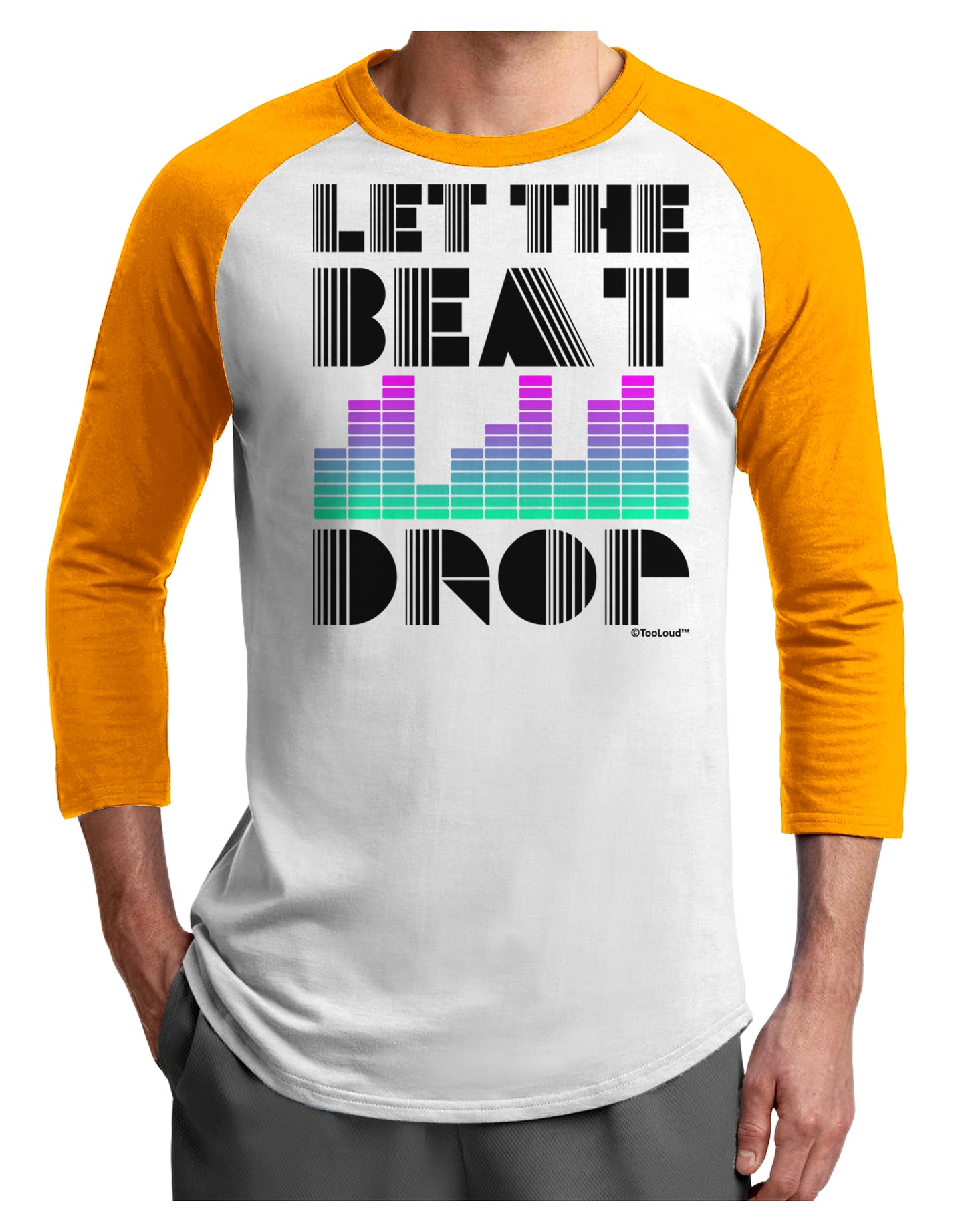 Let the Beat Drop Design Adult Raglan Shirt by TooLoud-TooLoud-White-Gold-X-Small-Davson Sales