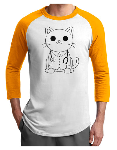 Cat Doctor Coloring Book Style Adult Raglan Shirt-Mens-Tshirts-TooLoud-White-Gold-X-Small-Davson Sales