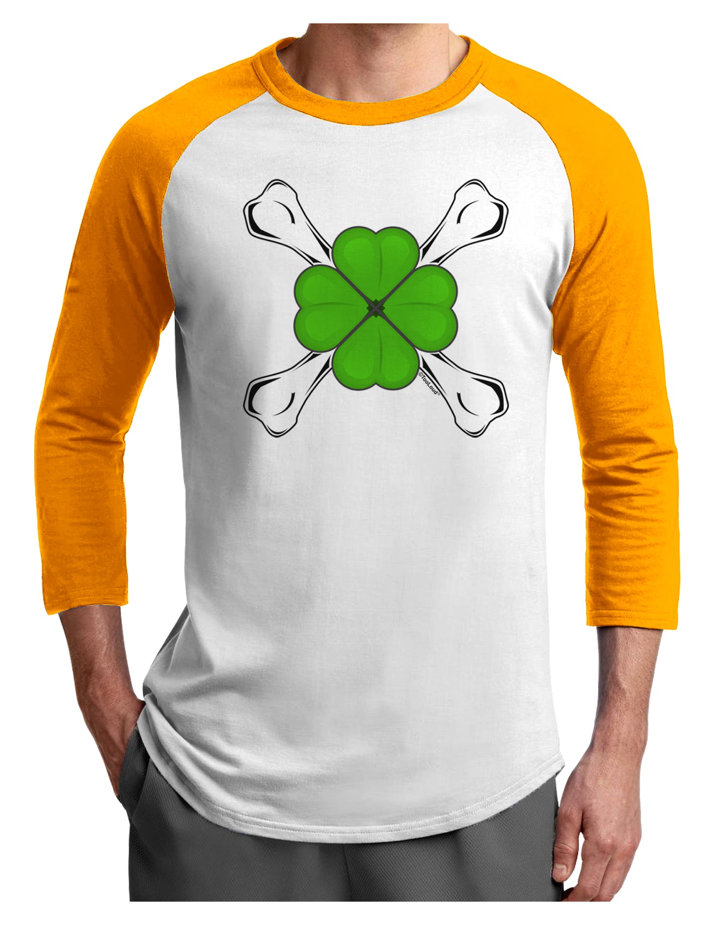 Clover and Crossbones Adult Raglan Shirt by TooLoud-TooLoud-White-Gold-X-Small-Davson Sales