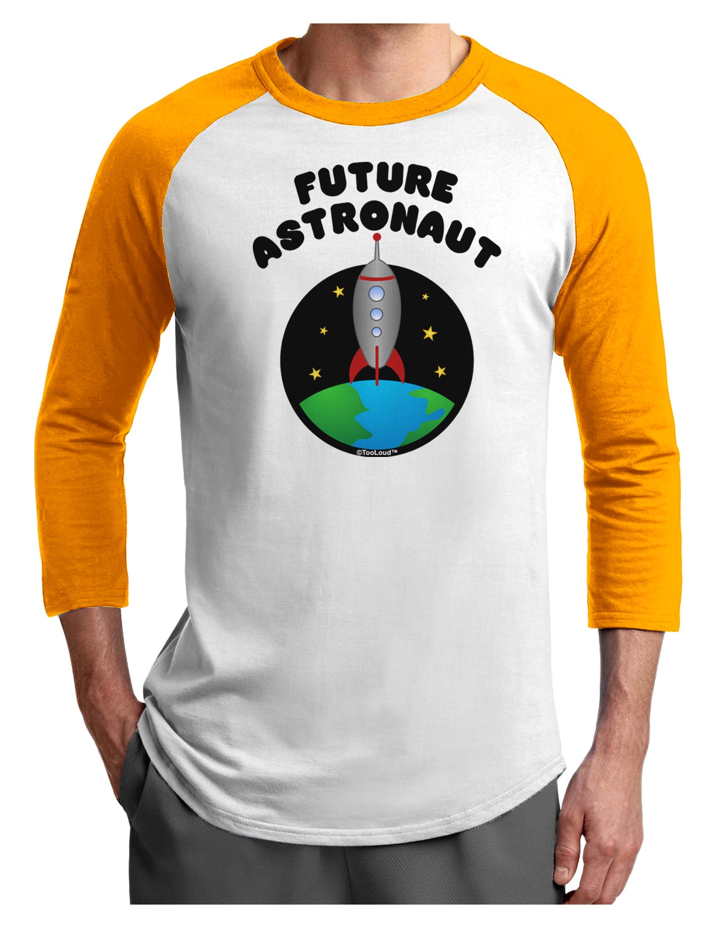 Future Astronaut Color Adult Raglan Shirt-TooLoud-White-Gold-X-Small-Davson Sales