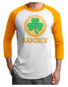 Shamrock Button - Lucky Adult Raglan Shirt by TooLoud-TooLoud-White-Gold-X-Small-Davson Sales