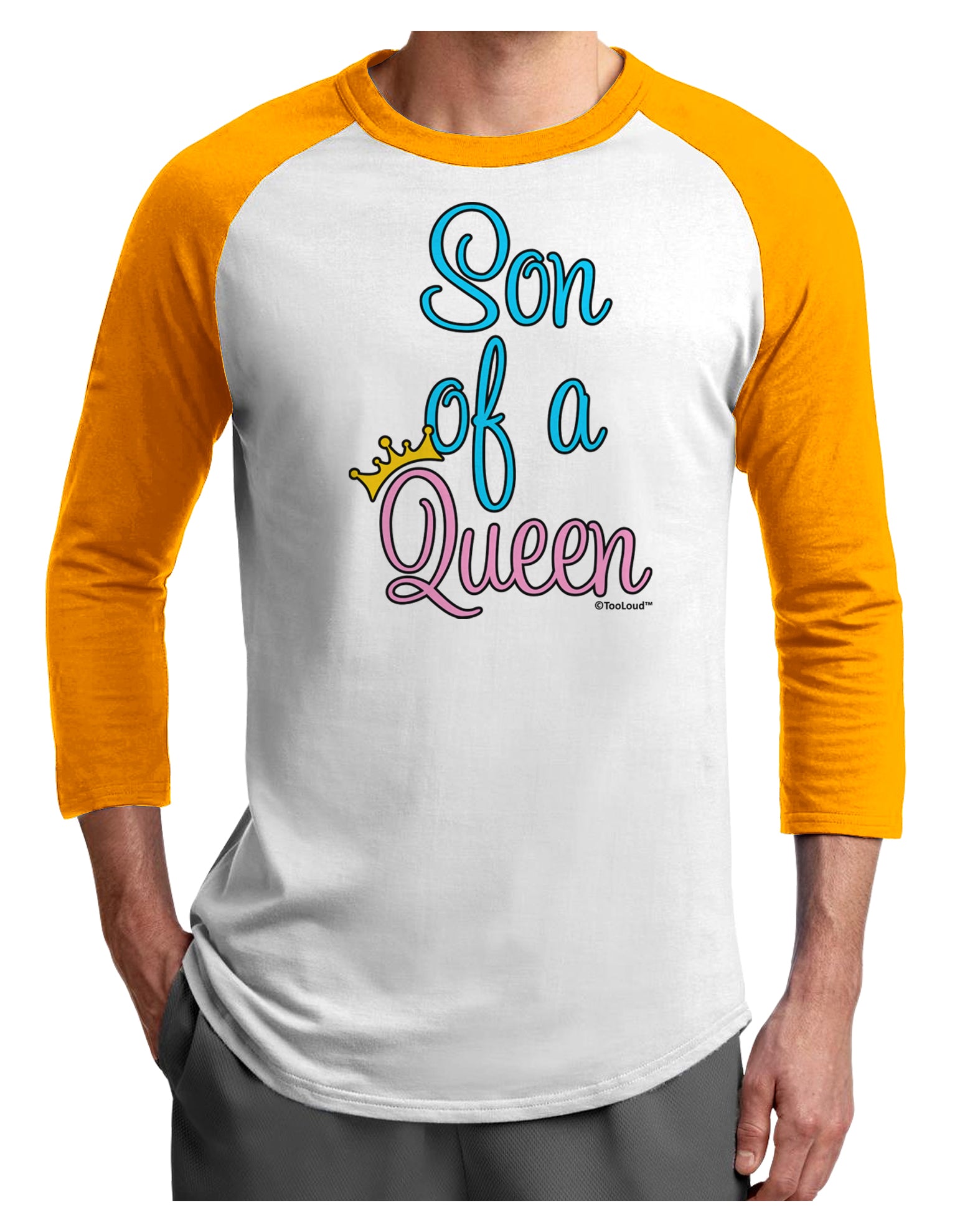 Son of a Queen - Matching Mom and Son Design Adult Raglan Shirt by TooLoud-TooLoud-White-Gold-X-Small-Davson Sales