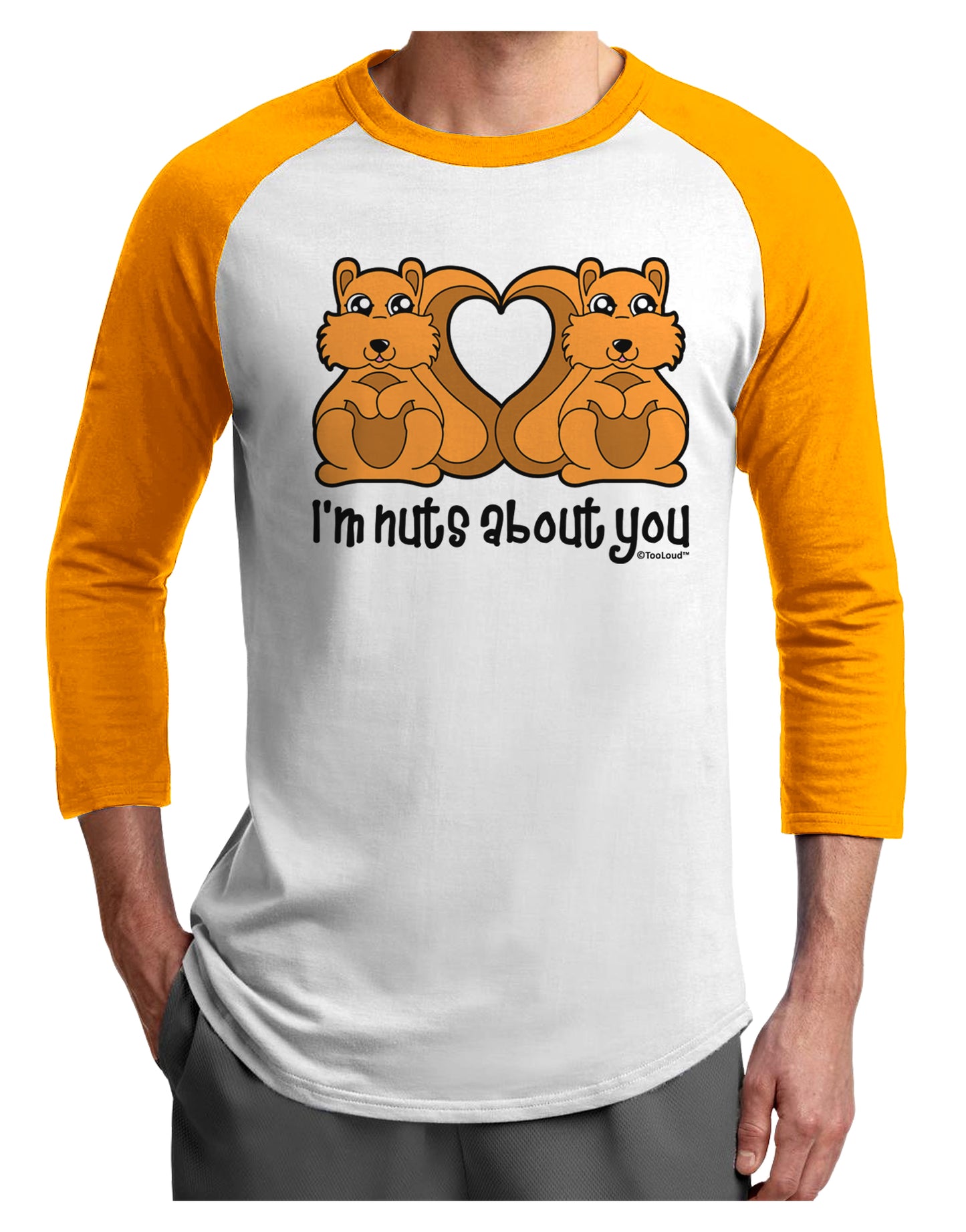 Cute Squirrels - I'm Nuts About You Adult Raglan Shirt by TooLoud-Mens T-Shirt-TooLoud-White-Gold-X-Small-Davson Sales