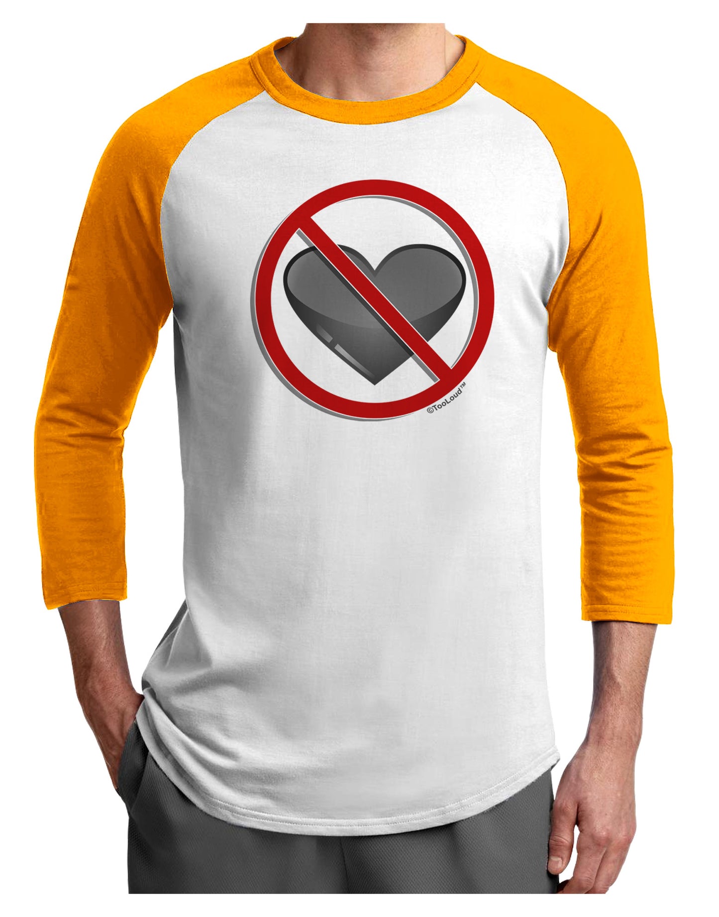 No Love Symbol Adult Raglan Shirt-Raglan Shirt-TooLoud-White-Gold-X-Small-Davson Sales