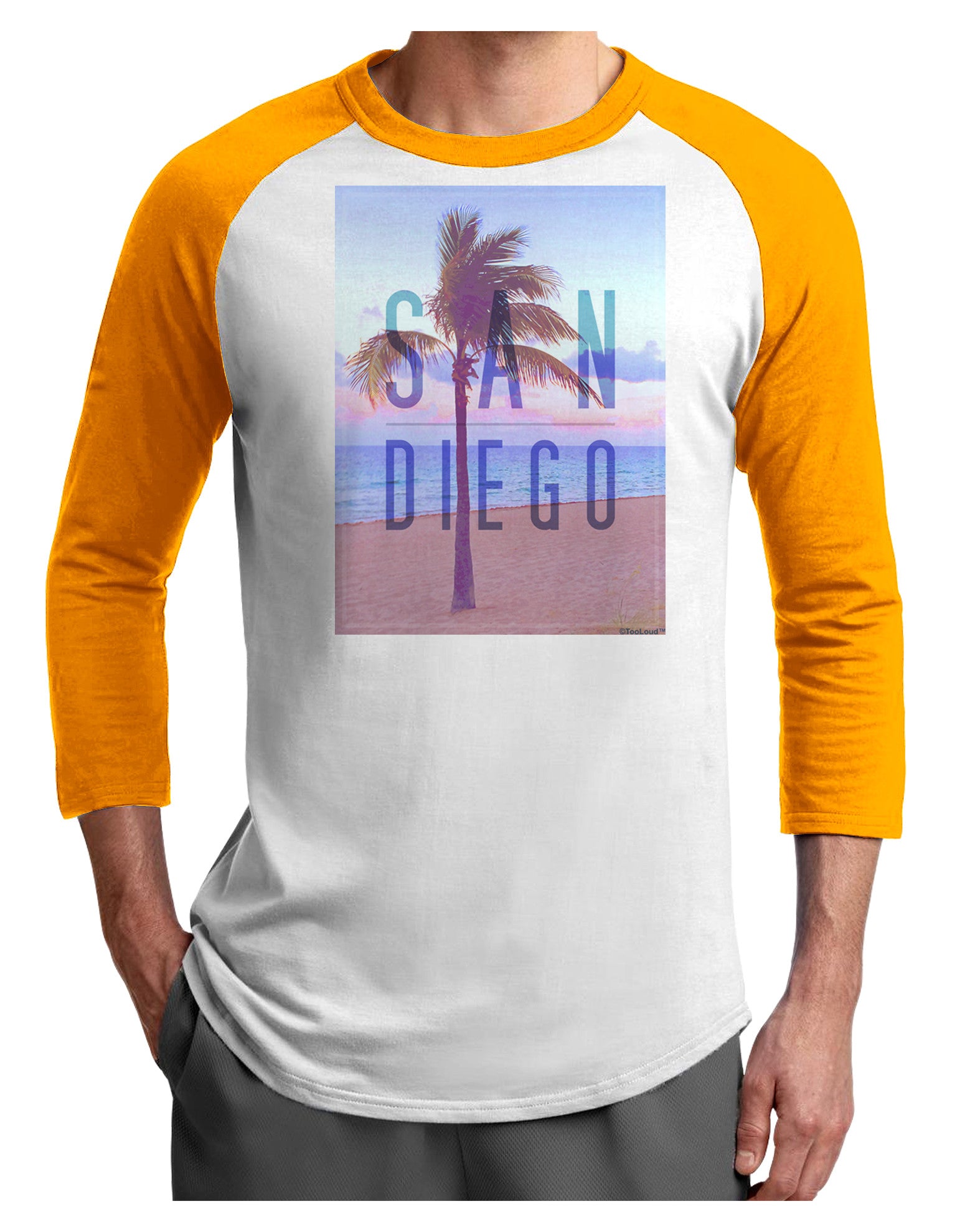 San Diego Beach Filter Adult Raglan Shirt-Raglan Shirt-TooLoud-White-Gold-X-Small-Davson Sales