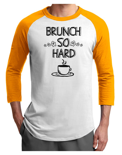 TooLoud Brunch So Hard Eggs and Coffee Adult Raglan Shirt-Mens-Tshirts-TooLoud-White-Gold-X-Small-Davson Sales