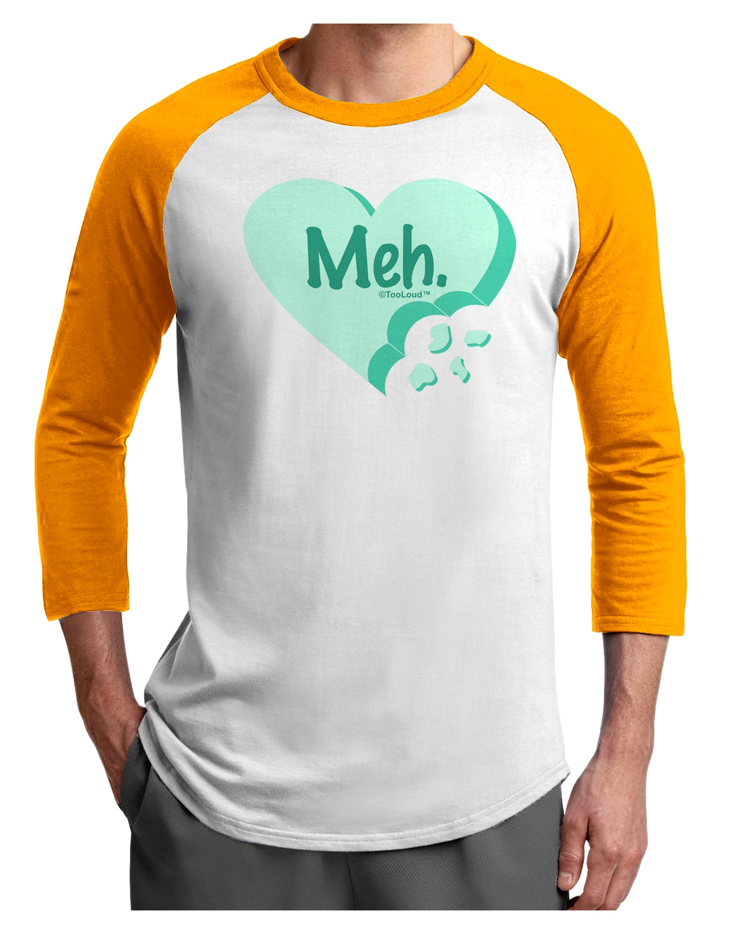 Meh Candy Heart Green - Valentines Day Adult Raglan Shirt by TooLoud-TooLoud-White-Gold-X-Small-Davson Sales