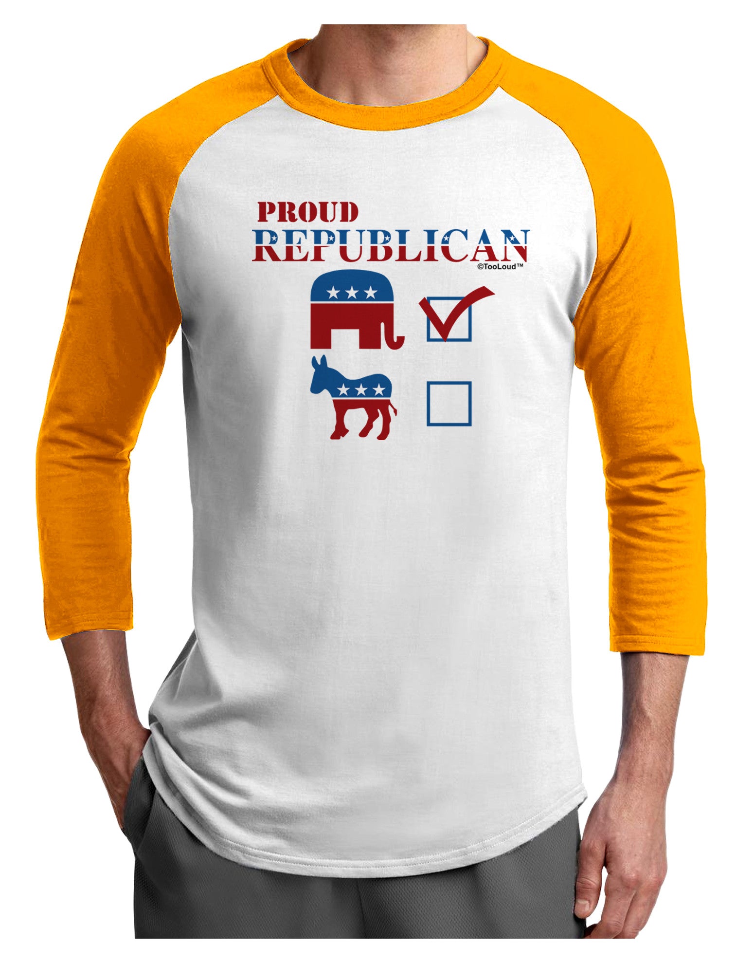Proud Republican Checkmark Adult Raglan Shirt-Raglan Shirt-TooLoud-White-Gold-X-Small-Davson Sales