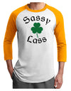 Sassy Lass St Patricks Day Adult Raglan Shirt-Raglan Shirt-TooLoud-White-Gold-X-Small-Davson Sales