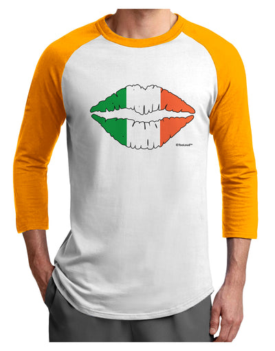 Irish Flag Kiss Adult Raglan Shirt by TooLoud-Raglan Shirt-TooLoud-White-Gold-X-Small-Davson Sales