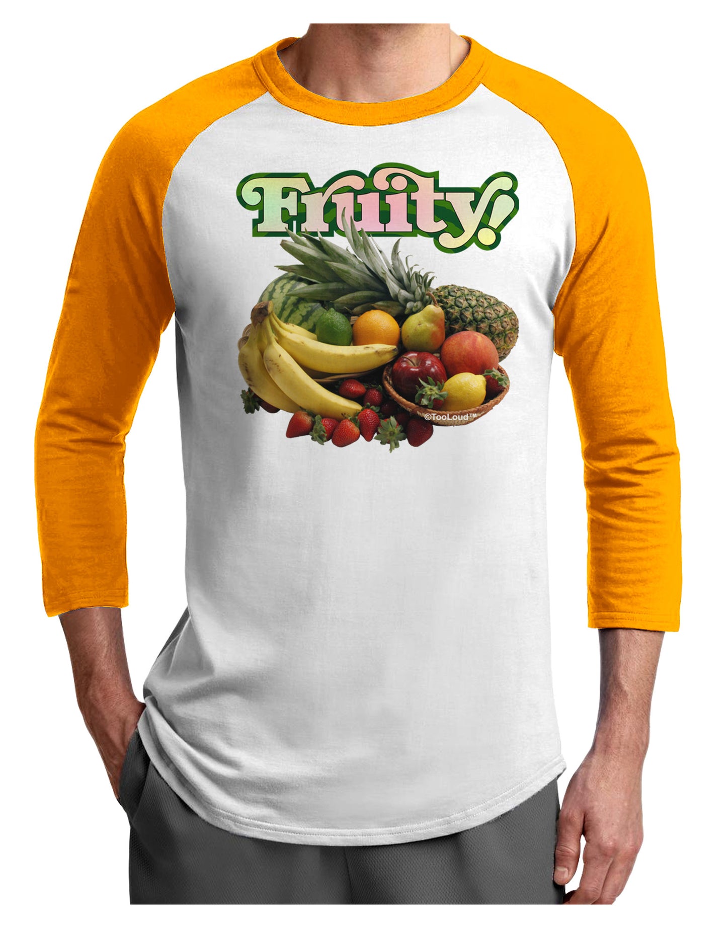 Fruity Fruit Basket Adult Raglan Shirt-Raglan Shirt-TooLoud-White-Gold-X-Small-Davson Sales