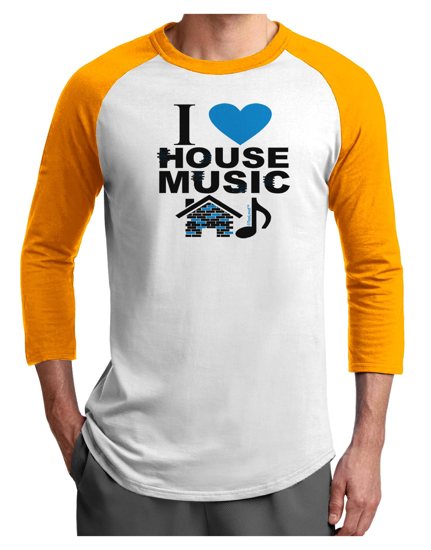I Love House Blue Adult Raglan Shirt-Raglan Shirt-TooLoud-White-Gold-X-Small-Davson Sales