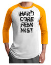 Hardcore Feminist Adult Raglan Shirt-TooLoud-White-Gold-X-Small-Davson Sales