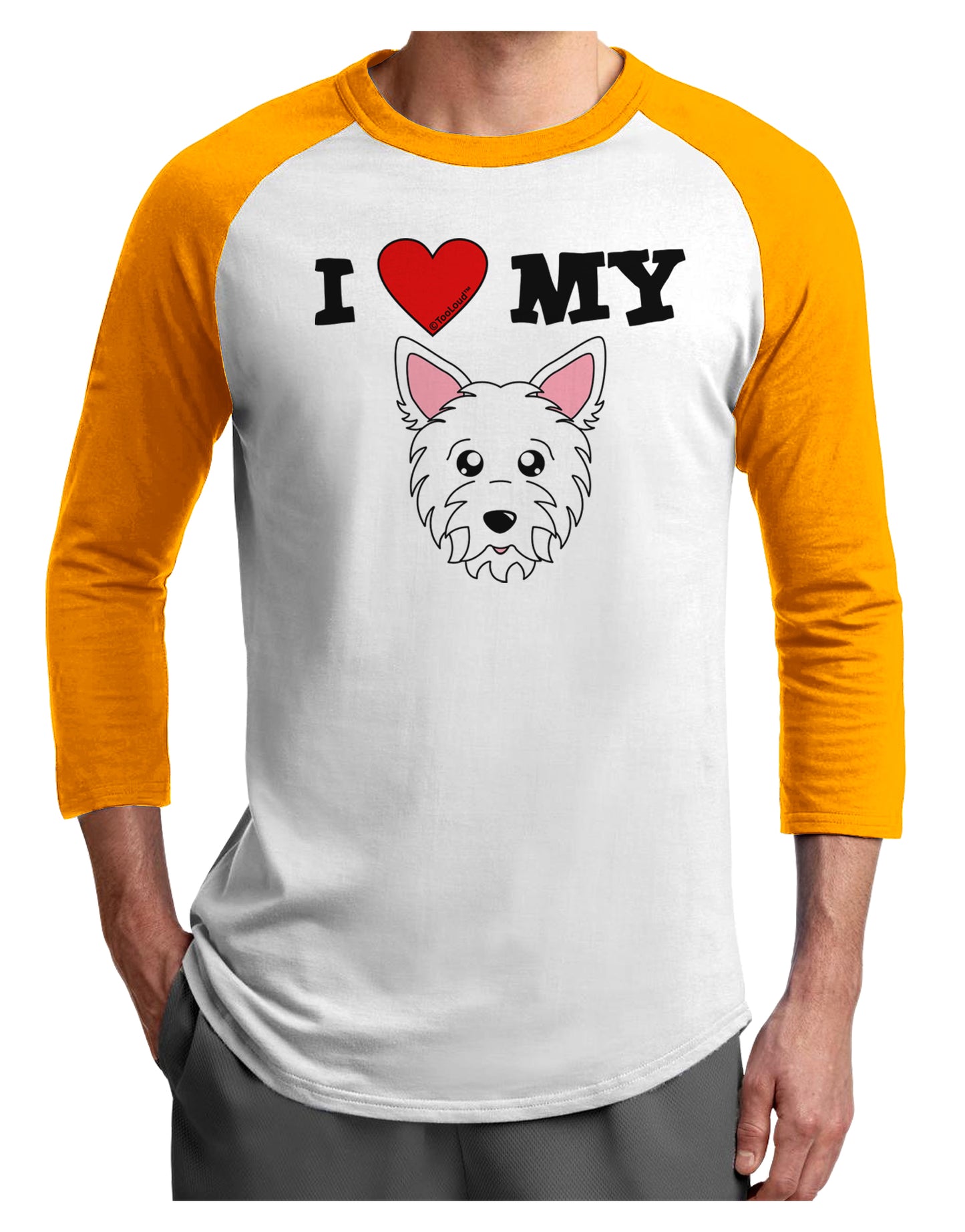 I Heart My - Cute Westie Dog Adult Raglan Shirt by TooLoud-TooLoud-White-Gold-X-Small-Davson Sales
